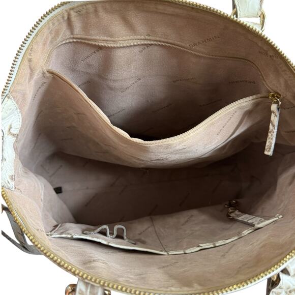 Brahmin Duxbury Satchel Shoulder Bag Beige White Melbourne Croc Embossed Purse‎ - Picture 7 of 16